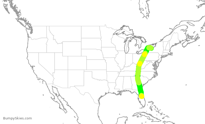 Turbulence forecast map for SWA2693, MCO to ROC