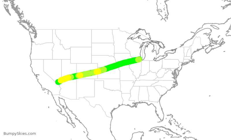 Turbulence forecast map for SWA2695, ORD to LAS