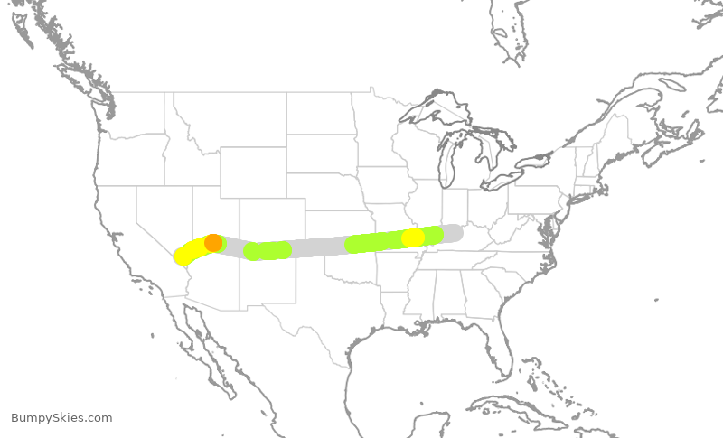 Turbulence forecast map for SWA2695, SDF to LAS