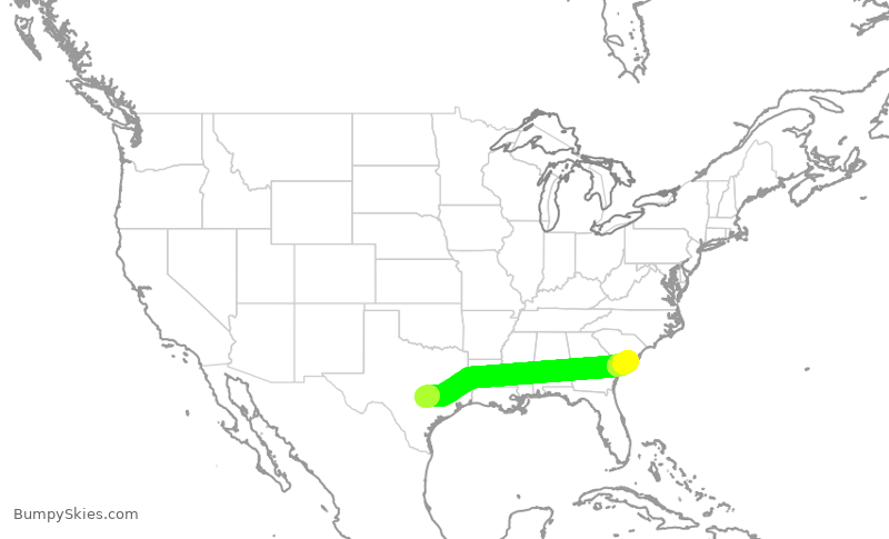 Turbulence forecast map for SWA269, AUS to CHS