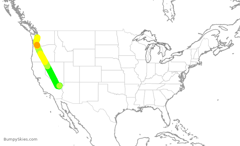 Turbulence forecast map for SWA269, LAS to SEA