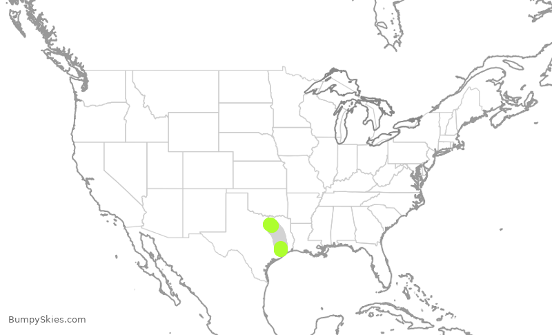 Turbulence forecast map for SWA26, HOU to DAL