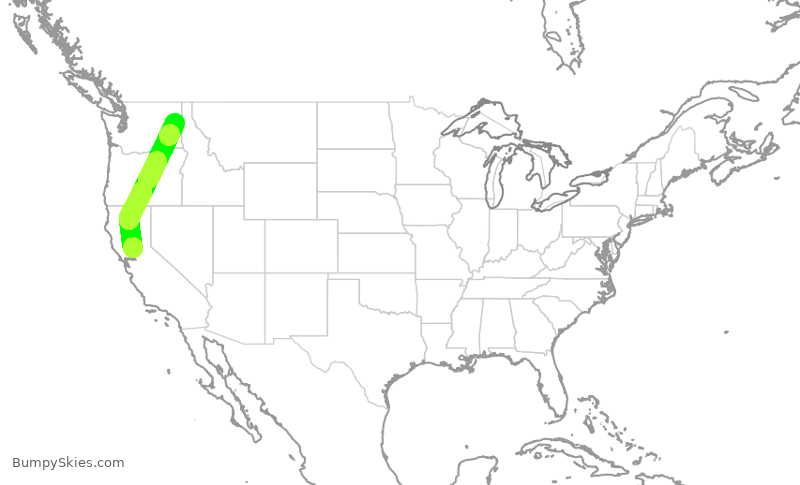 Turbulence forecast map for SWA2705, SMF to GEG