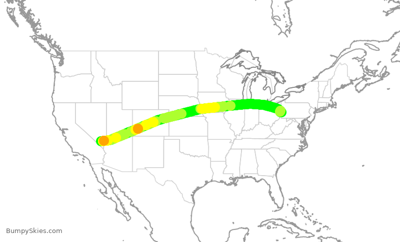 Turbulence forecast map for SWA2710, LAS to PIT