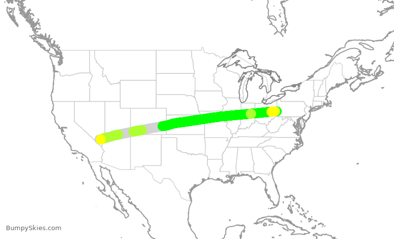 Turbulence forecast map for SWA2711, LAS to PIT