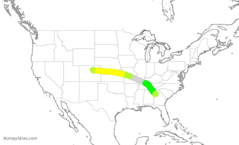 Turbulence forecast map for SWA2713, DEN to ATL