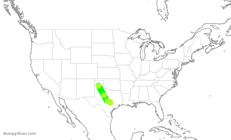 Turbulence forecast map for SWA2716, AMA to AUS