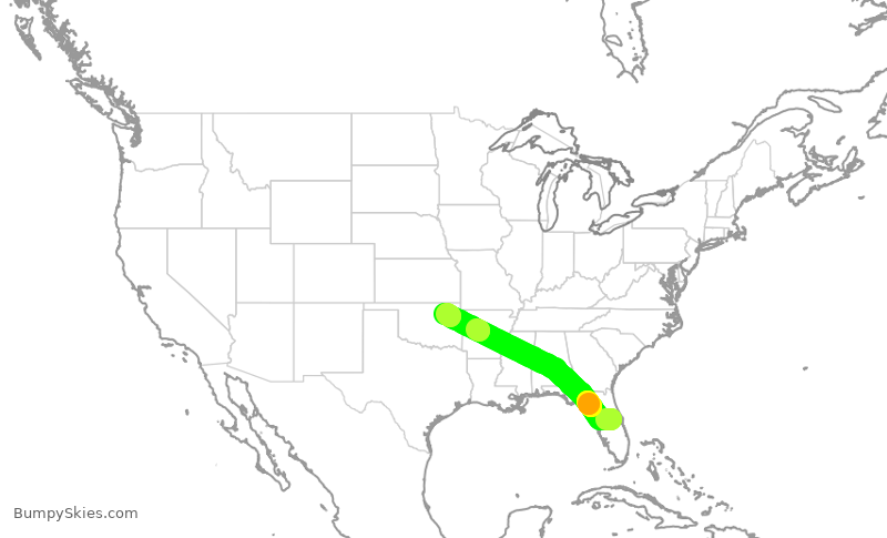 Turbulence forecast map for SWA2717, MCO to TUL
