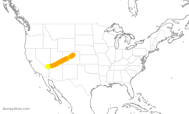 Turbulence forecast map for SWA2723, LAS to DEN