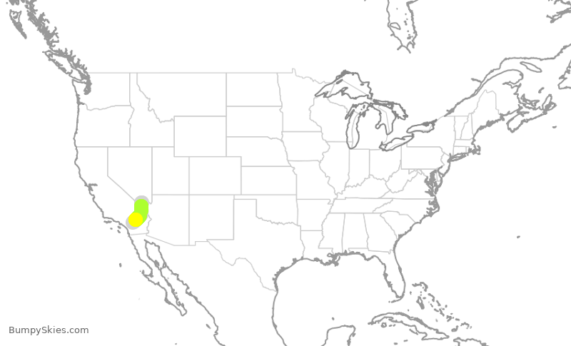 Turbulence forecast map for SWA2726, LAS to PSP
