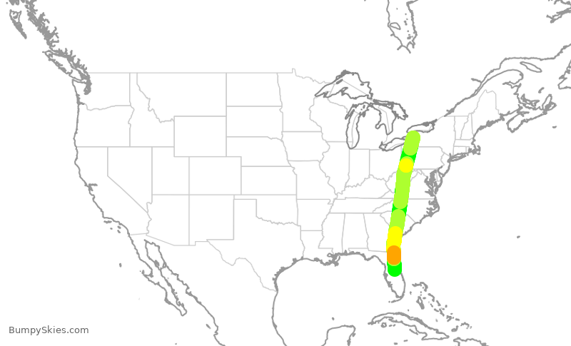 Turbulence forecast map for SWA2731, MCO to BUF