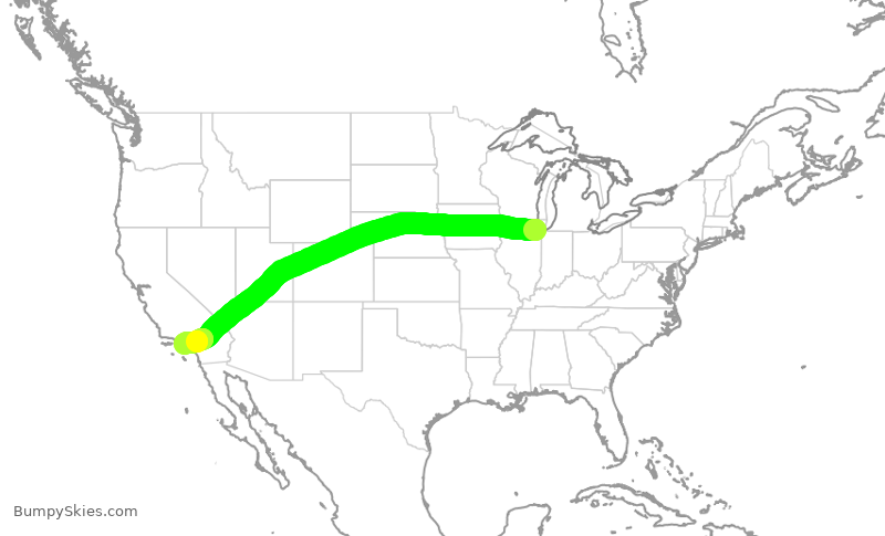 Turbulence forecast map for SWA2731, MDW to LAX