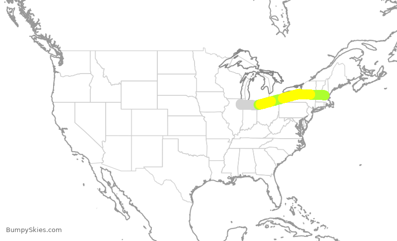 Turbulence forecast map for SWA2732, MHT to MDW