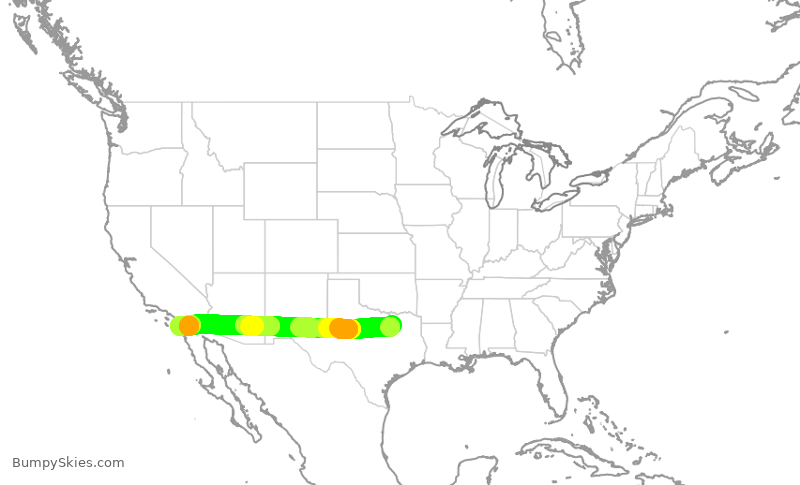 Turbulence forecast map for SWA2734, DAL to SAN