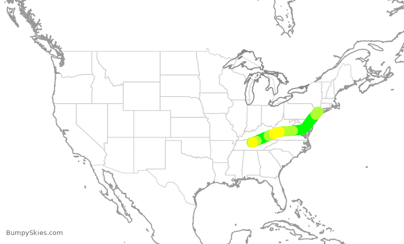 Turbulence forecast map for SWA2735, BNA to LGA