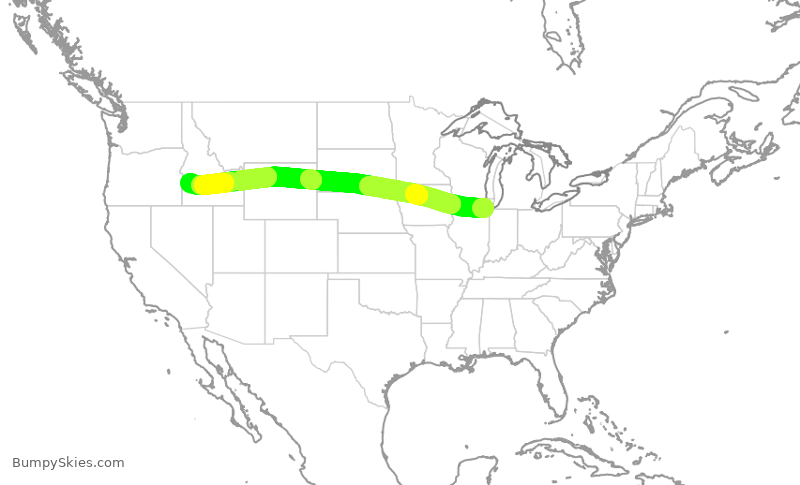 Turbulence forecast map for SWA2737, MDW to BOI