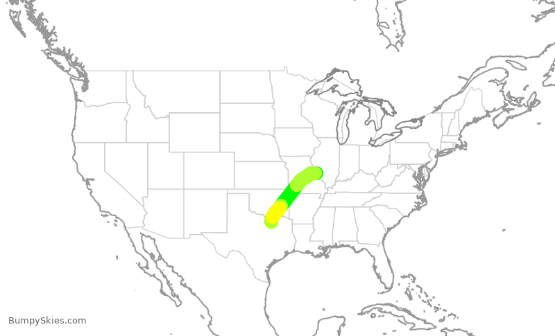Turbulence forecast map for SWA2740, DAL to STL