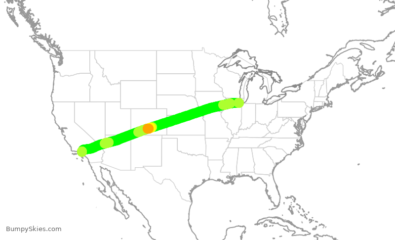 Turbulence forecast map for SWA2741, MDW to BUR