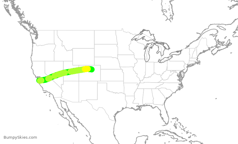 Turbulence forecast map for SWA2743, DEN to SJC