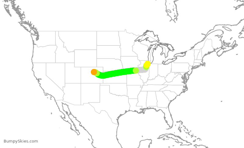 Turbulence forecast map for SWA274, MDW to DEN