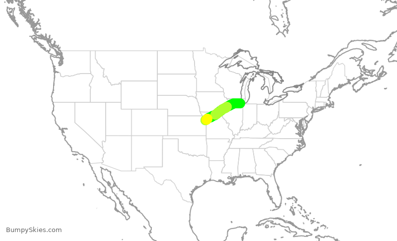 Turbulence forecast map for SWA2754, MDW to MCI