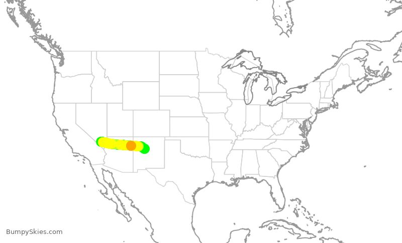 Turbulence forecast map for SWA2755, LAS to ABQ