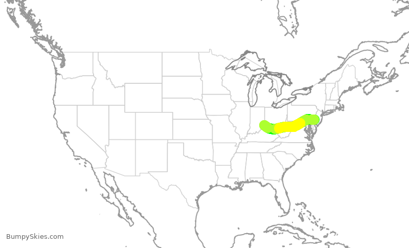 Turbulence forecast map for SWA2756, PHL to CVG