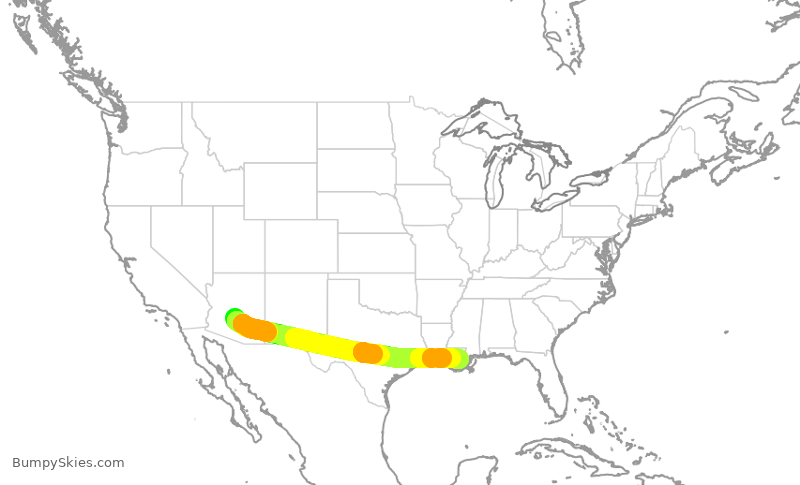 Turbulence forecast map for SWA2757, PHX to MSY