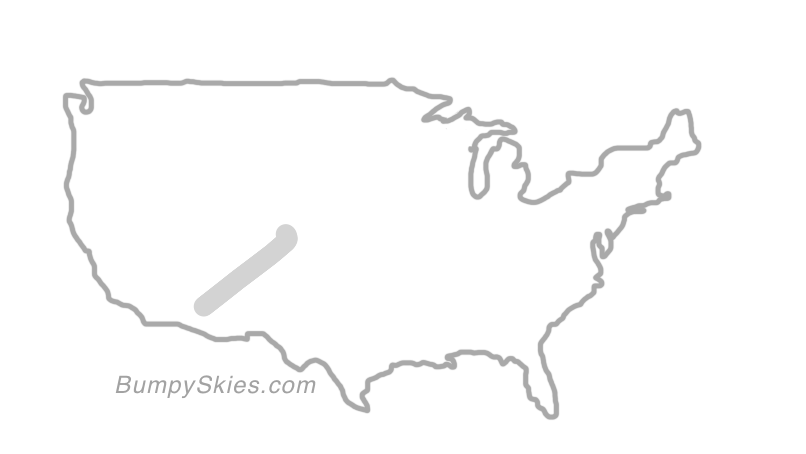 Map of continental US with illustrated flight path and turbulence forecast (described in text below)