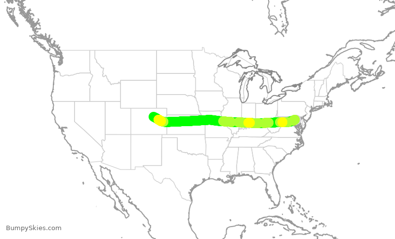 Turbulence forecast map for SWA275, BWI to DEN
