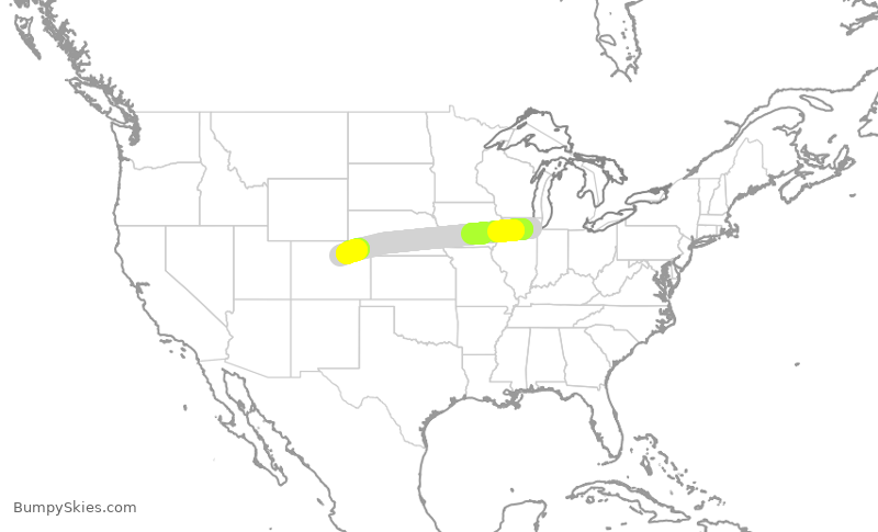 Turbulence forecast map for SWA2765, MDW to DEN