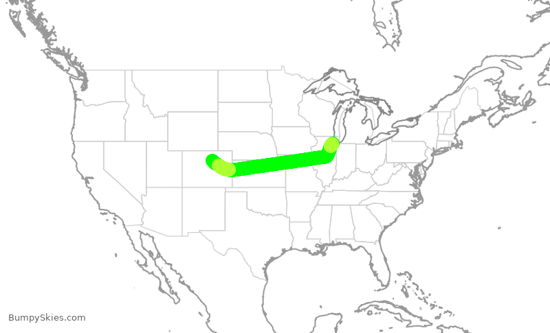 Turbulence forecast map for SWA2769, MDW to DEN
