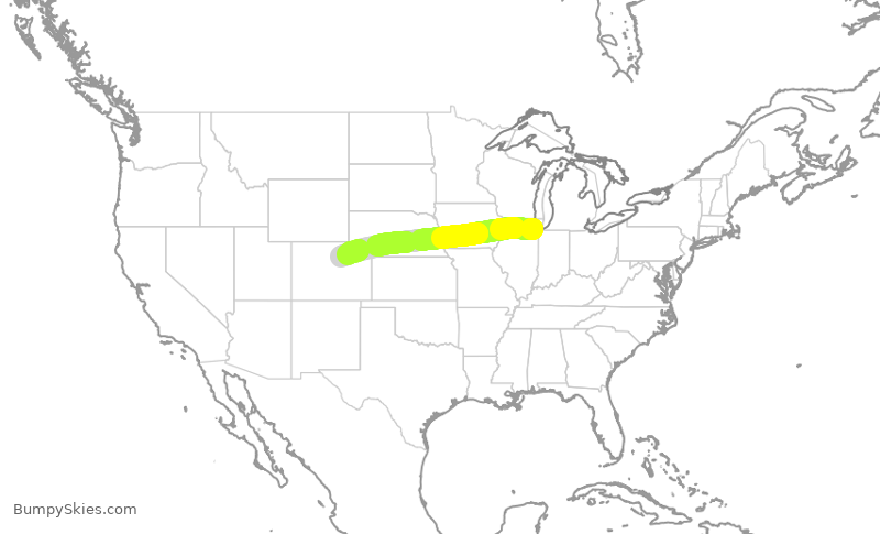 Turbulence forecast map for SWA2770, MDW to DEN