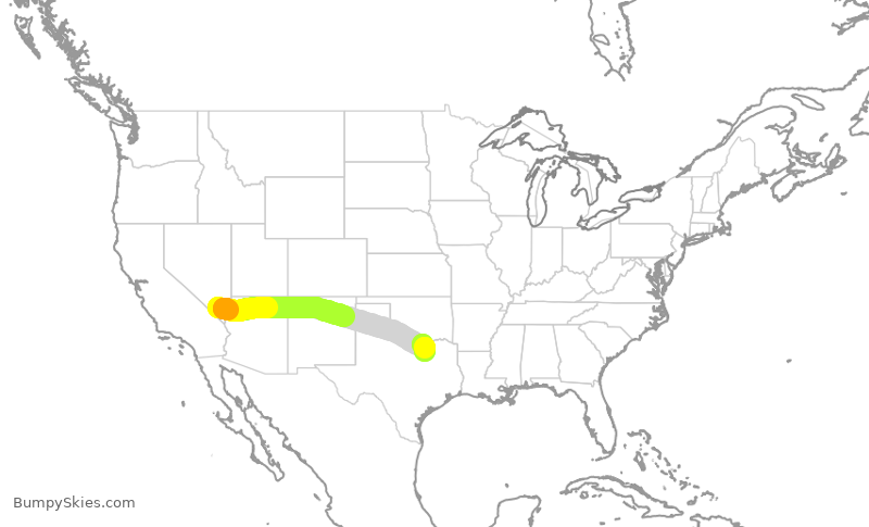 Turbulence forecast map for SWA2782, LAS to DAL