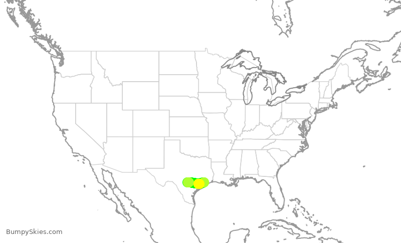 Turbulence forecast map for SWA2790, SAT to HOU