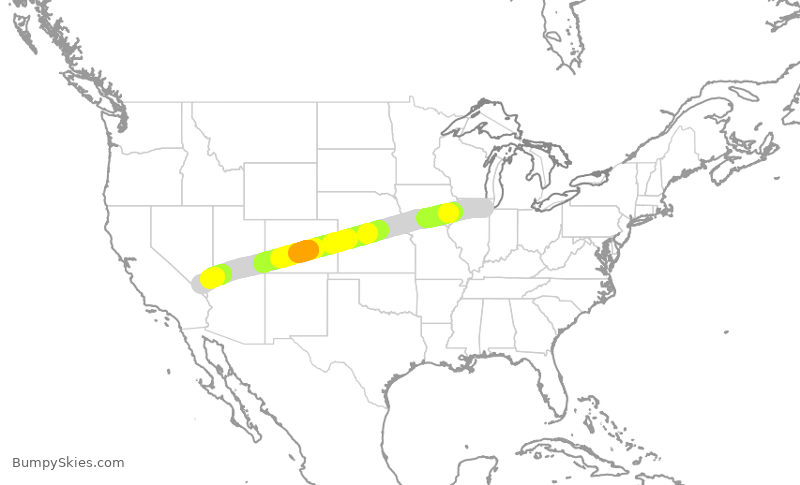 Turbulence forecast map for SWA2793, MDW to LAS