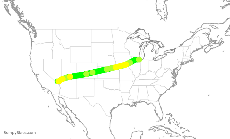 Turbulence forecast map for SWA2794, MDW to LAS