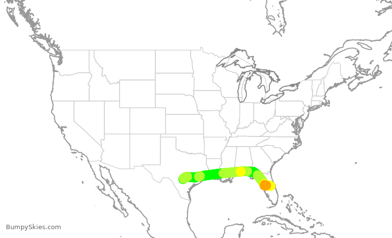 Turbulence forecast map for SWA2797, MCO to SAT