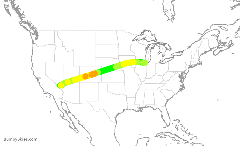 Turbulence forecast map for SWA2797, MDW to LAS