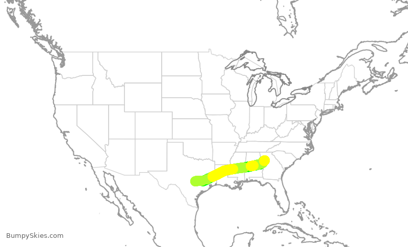 Turbulence forecast map for SWA279, AUS to ATL