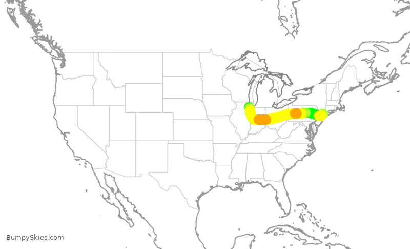 Turbulence forecast map for SWA2804, MDW to LGA