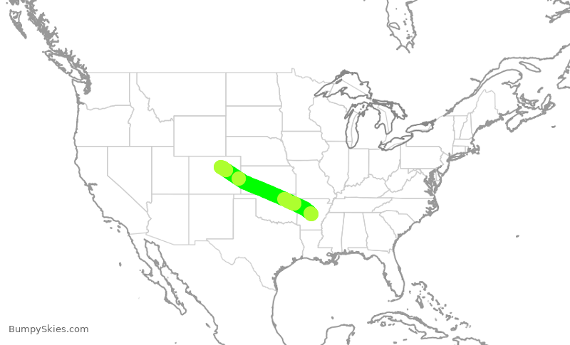 Turbulence forecast map for SWA2809, LIT to DEN