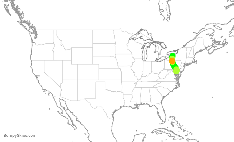Turbulence forecast map for SWA2809, ROC to BWI