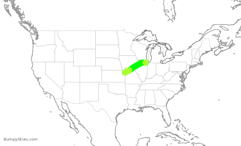 Turbulence forecast map for SWA2814, MDW to MCI
