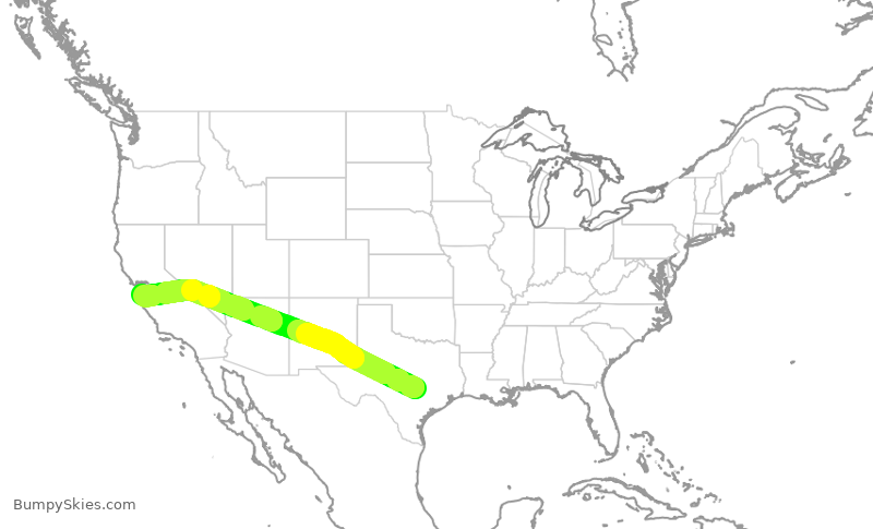 Turbulence forecast map for SWA2819, AUS to SJC