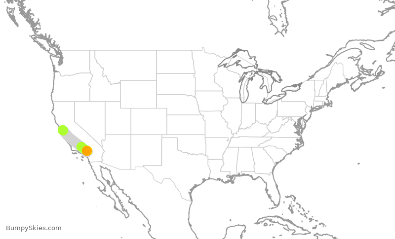 Turbulence forecast map for SWA2835, OAK to ONT