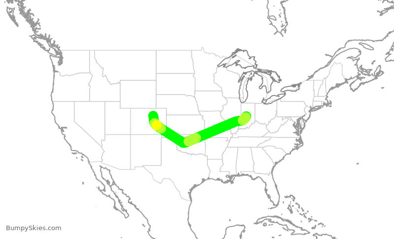 Turbulence forecast map for SWA2837, DEN to IND