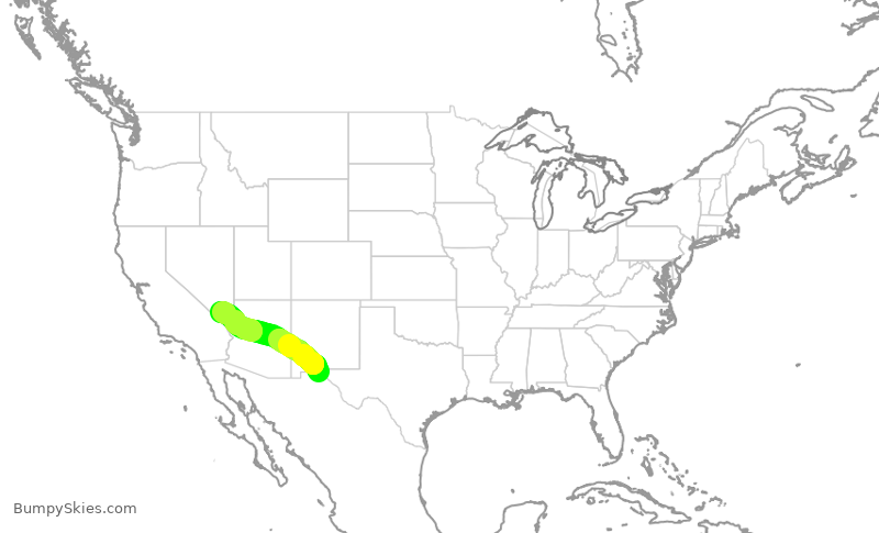 Turbulence forecast map for SWA2845, ELP to LAS