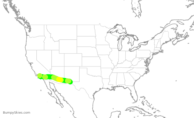 Turbulence forecast map for SWA2846, LAX to ELP