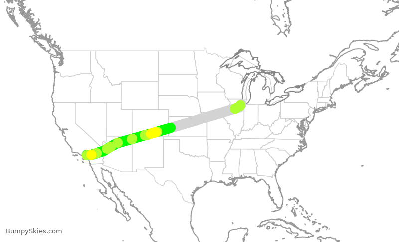 Turbulence forecast map for SWA2846, MDW to ONT